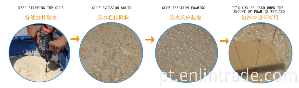 Resin glue reaction process